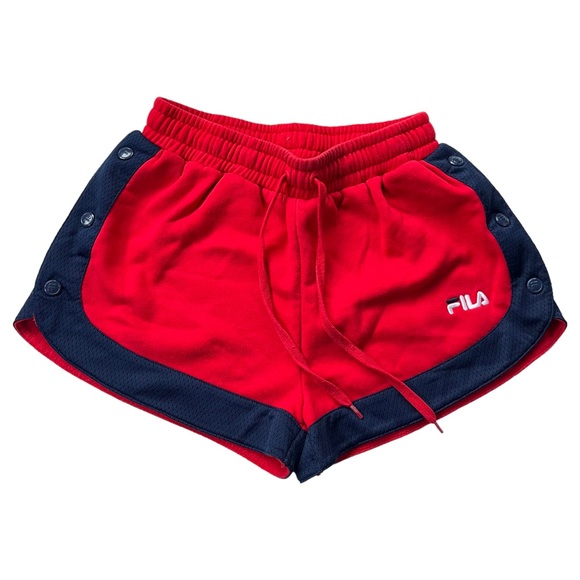Red Fila Danita Side Snap Shorts - Picture 2 of 5